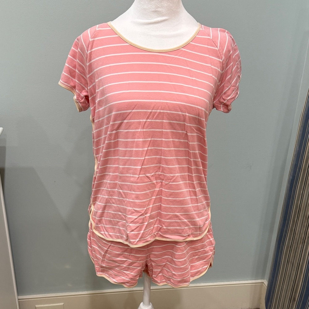 LAKE Coral Striped Short Sleeve Pajama Set
